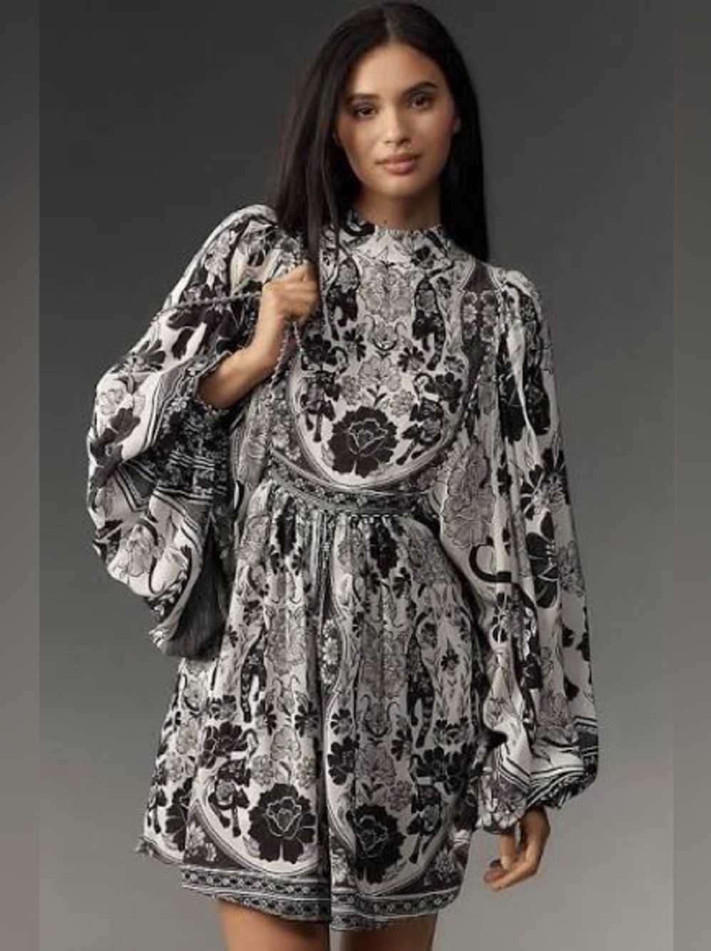 Farm Rio high neck long sleeve mini dress